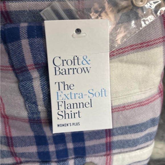 New 3X Croft & Barrow soft brushed flannel button down women’s long 3X - Picture 2 of 5